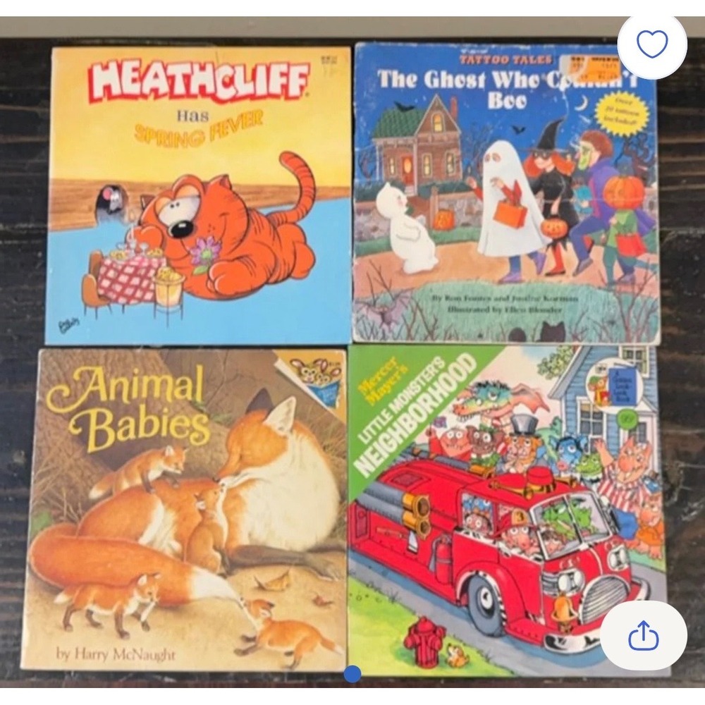Vintage Childrens Book Lot Heathcliff Mercer Mayer Animal Babies Ghost Who Boo
